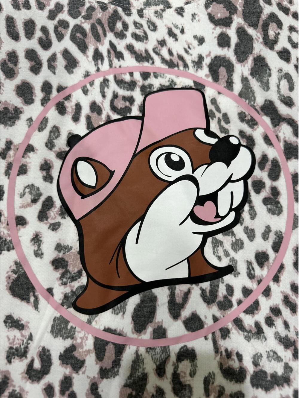 NWT Buc-ee’s Leopard Print Fleece Pullover Gray & Pink Plus 2X Cozy Loungewear - Picture 2 of 9
